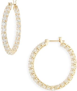 Swarovski Matrix Tennis Hoop Earrings in Shiny White/Gold at Nordstrom