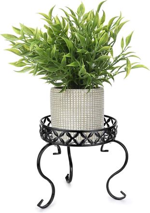 OEM 1 Soporte Met&aacute;lico Para Macetas, Apto Para Uso Interior Y Exterior, Color Negro (planta No Incluida)