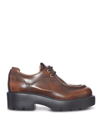 Miu Miu VINTAGE LEATHER PLATFORM LACE-UP SHOE - Miu Miu - Woman