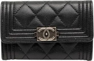 Chanel Pre-owned Wallets, female, Black, Size: ONE SIZE Pre-owned Card Holder