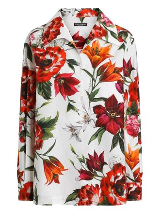 Dolce & Gabbana floral-print shirt - White