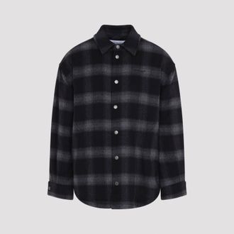 Off-white Flannel Wool Overshirt Padded Coat
