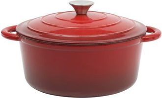 Gibson Home Addlestone 5 Quart Enameled Cast Iron Dutch Oven with Lid in Red at Nordstrom