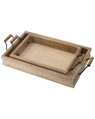 A&B Home Set Of 2 Rectangular Bead Nesting Trays With Handles