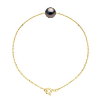 Ateliers Saint Germain Womens Bracelet Real Cultured Tahiti Pearl PASSING THROUGH Round 8-9 mm - Yellow Gold - One Size