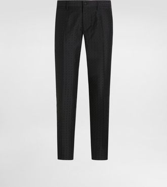 Dolce & Gabbana Micro Pattern Jacquard Trousers - Man Pants And Shorts Black 44