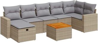 vidaXL Vidaxl - Set De Sof&aacute;s De Jard&iacute;n Y Cojines 8 Piezas Rat&aacute;n Sint&eacute;tico Beige