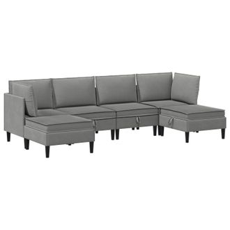 vidaXL Juego De Muebles De Sal&oacute;n 6 Uds. Gris Oscuro Tela Vidaxl