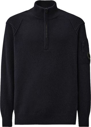 C.P. Company Lambswool GRS Half Zip Sweater - Heren - Vesten met rits - Blauw - 2XL - Wol - Hoodies & sweatvesten