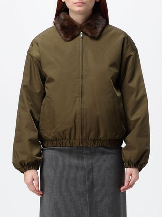 Eleh Polyester Bomber Jacket with a Faux Fur Collar and Zip Closure