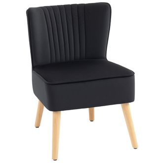 HOMCOM Velvet Accent Chair Occasional Tub Chair for Living Room - Black | TJ Hughes