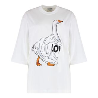 Moschino T-Shirts, female, White, M, Cotton Crew-Neck T-Shirt