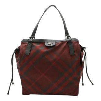 Burberry Pre-owned Tote Bags, female, Multicolor, Size: ONE SIZE Pre-owned Check Nylon Leather Tote Bag