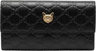 Gucci Pre-owned Wallets, female, Black, Size: ONE SIZE Pre-owned Embossed Leather Wallet