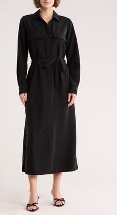 Nordstrom Rack Tie Waist Shirtdress in Black at Nordstrom Rack, Size Xx-Large