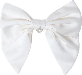 Maje Satin-effect bow barrette in White at Nordstrom
