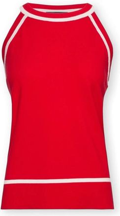 Elena Miro Mixed Viscose Knit Top - Dames - Tops zonder mouwen - Rood - S - Polyester - Tops