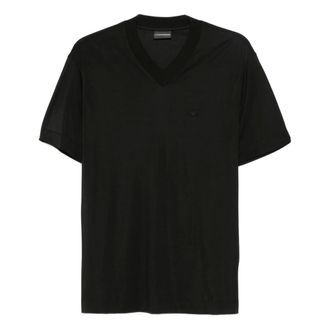 Emporio Armani T-Shirts, male, Black, L, Silk Blend T-shirt