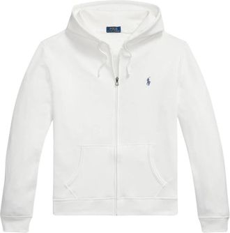Ralph Lauren Sweatshirt met volledige rits en logo - Heren - Vesten met rits - Wit - XL - Katoen - Hoodies & sweatvesten
