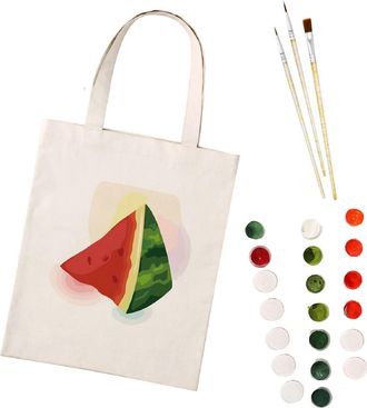 Generic CXINLky Painting by Numbers Canvas Bag, Creative DIY Painting by Numbers Shoulder Bag Handbag with Large Capacity, 20-Watermelon, Medium