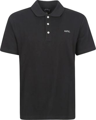 A.P.C. button-fastening polo shirt - men - Organic Cotton - M - Black