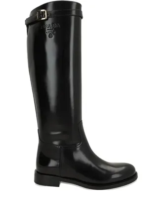 Prada buckle-strap boots - Black