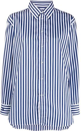 Polo Ralph Lauren striped cotton shirt - women - Cotton - L - Blue