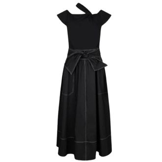 Liu Jo Midi Dresses, female, Black, Size: XS Dress with Bardot neckline