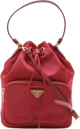Prada Pre-owned Bucket Bags, female, Pink, Size: ONE SIZE Pre-owned Nylon Bucket Bag