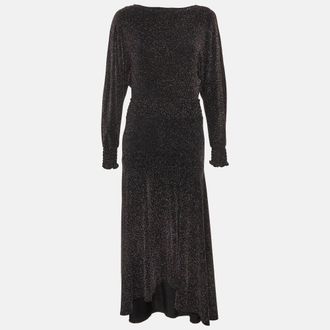 Maje Black Metallic Jersey Rio Midi Dress