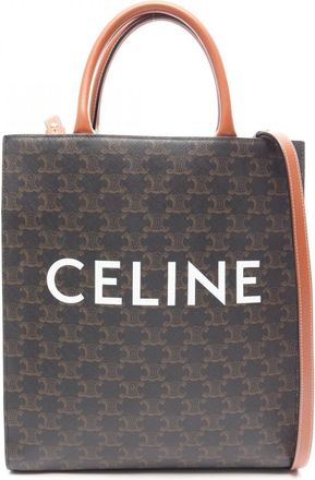 Celine Black Brown Coated Canvas Leather Handbag Tote Bag (Pre-Owned)
