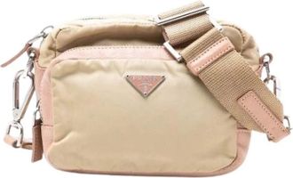 Prada Pre-owned Cross Body Bags, female, Beige, Size: ONE SIZE Pre-owned Nylon Cross Body Bag