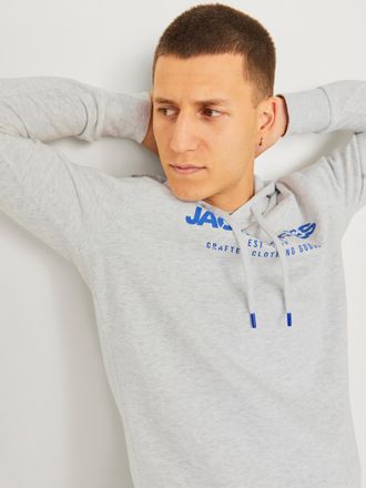 Jack & Jones Kapuzensweatshirt JACK & JONES JJALVIS SWEAT HOOD, Herren, Gr. S, grau (wei&szlig; melange), angeraute Sweatware, Obermaterial: 65% Baumwolle, 35% Polyester