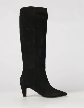 Anna F. Classic Suede Leather Knee-High Boots with Cone Heel