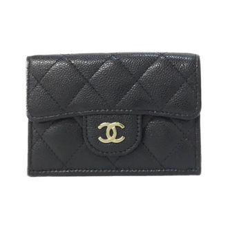 Chanel Black Bordeaux Grained Calfskin Wallet (Tri-Fold) (Pre-Owned)