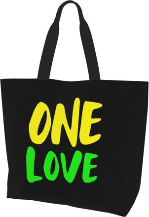 AOOEDM One Love Ladies Canvas Tote Reusable Shopping Bag