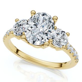 Pompeii3 1.60Ct Oval Diamond Engagement Ring 14k Gold Lab Grown With Side Stones