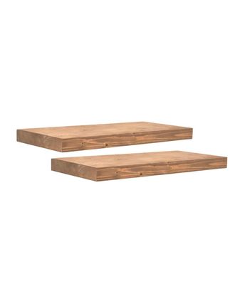 Deco Wood Pack 2 mesitas de noche de madera maciza flotante marr&oacute;n 45cm