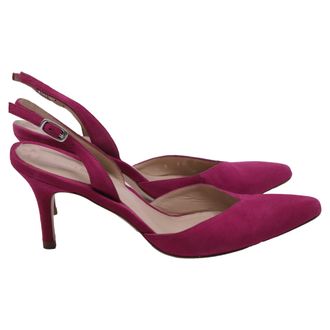 Stuart Weitzman Pointed-Toe Slingback Heels in Pink Suede