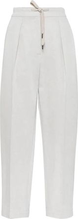 Brunello Cucinelli Elegante Broeken - Dames - Straight fit broeken - Wit - L - Broeken
