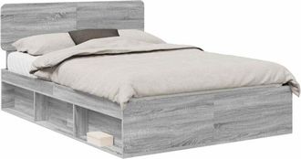 vidaXL Estructura De Cama Con Cabecera Gris Sonoma 160 X 200 Cm Vidaxl