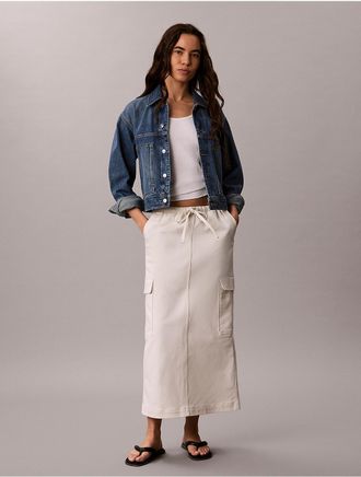 Calvin Klein Jeans Calvin Klein Womens Cotton Twill Cargo Skirt - White - XL