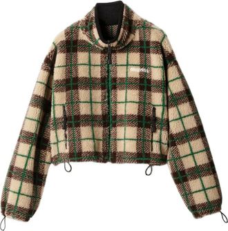 Miu Miu Giacca a quadri con zip - Toni neutri