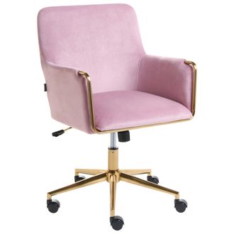 Beliani Silla Ejecutiva De Oficina Asiento Inclinable Acolchado Grueso Terciopelo Rosa Pastel Altona
