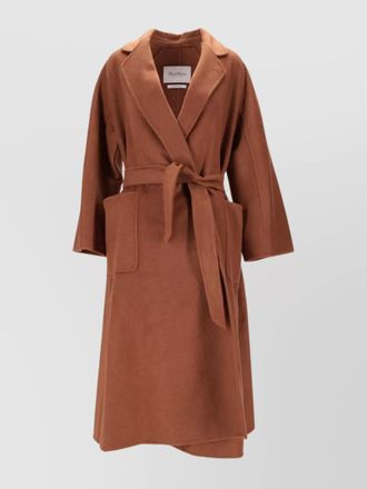 Max Mara belted long sleeve coat and pockets