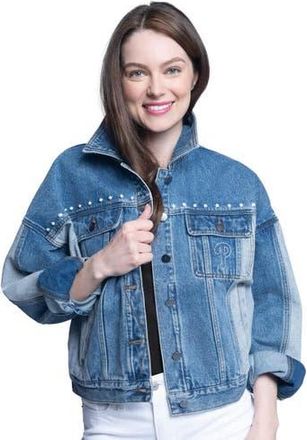 G-III Sports by Carl Banks Womens G-III Sports by Carl Banks Philadelphia Phillies Victory Oversized Button-Up Denim Jacket at Nordstrom, Size Xx-Large
