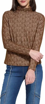 Lyss&eacute; Carter Textured Long Sleeve Turtleneck In Rob Brown