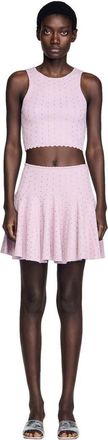 Sandro Mini rhinestone knit skirt in Mauve at Nordstrom, Size 40 Eu