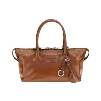 Miu Miu Vitello Shine Handtas - Dames - Tassen - Bruin - Maat: ONE Size Leer