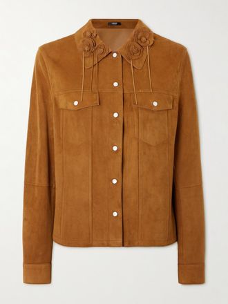 Versace Giacca In Camoscio Con Applicazioni - Marrone